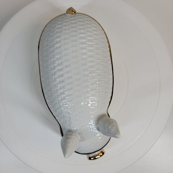 Bone China Porcelain Pig Hinged Trinket Jewelry Box w/ 18k Gold Accent - Picture 14 of 16